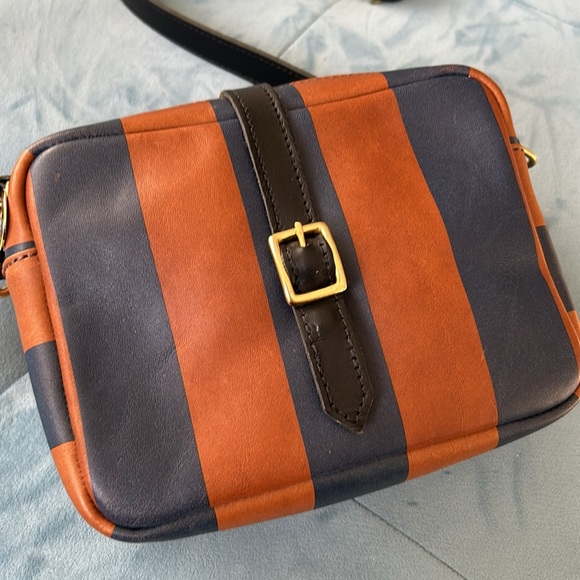 Striped Blue and Brown Crossbody Bag - Picture 4 of 6